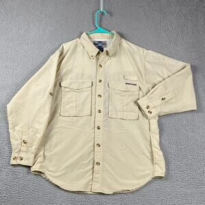 VTG Exofficio Adventure Wear Button Shirt Men's Medium Beige Fishing Outdoors